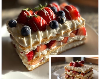 Berry Napoleon Dessert Recipe | Printable PDF | Instant Download | Easy Homemade Layered Pastry