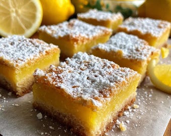 Luscious Zitronen Riegel Rezept | Einfaches hausgemachtes Dessert | Druckbare PDF | Sofortdownload | Lecker & spritzig