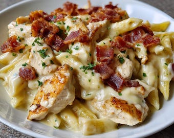 Creamy Chicken Bacon Pasta Recipe | Printable PDF | Instant Download | Easy Homemade Dinner