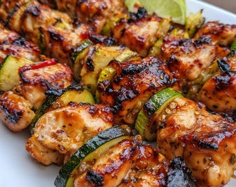 Grilled Chicken Skewers Recipe | Easy Printable | Digital Download PDF | Homemade BBQ | Instant Download