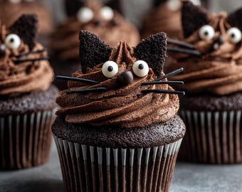 Schokoladenkatzen-Cupcakes Rezept | Easy Dessert PDF-Anleitung (Instant Download)