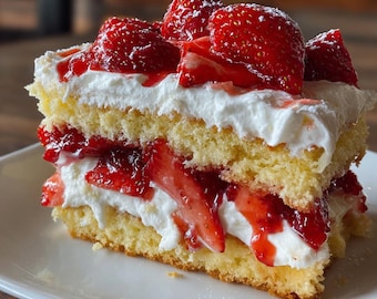 Erdbeer-Shortcake Rezept | Einfaches hausgemachtes Dessert | Druckbares PDF, Sofort Download