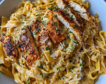 Cremiges Hühnchen Alfredo Pasta-Rezept | Druckbare PDF | Sofortdownload | Selbstgemachtes einfaches Abendessen