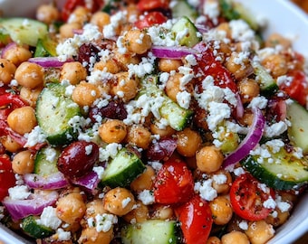 Mediterranes Kichererbsensalat-Rezept | Einfaches selbstgemachtes PDF | Sofort Download