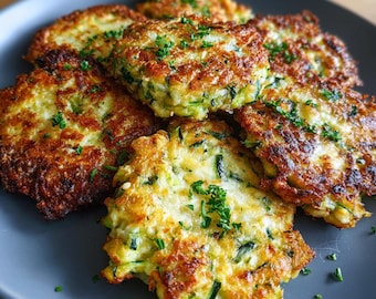 Ricetta delle frittelle di zucchine / Facili da preparare in casa / PDF stampabile / Download immediato / Deliziose e croccanti
