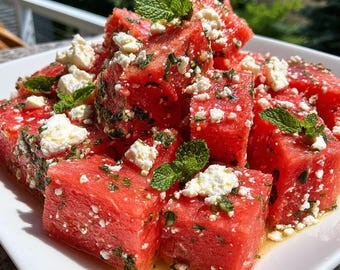 Watermelon Feta Salad Recipe | Printable PDF | Easy Summer Salad | Instant Download | Homemade | Refreshing & Light