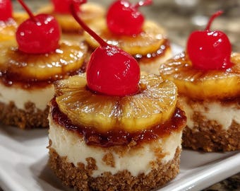 Receta de mini tartas de queso invertidas con piña / PDF imprimible / Descarga instantánea / Postre casero / Fácil