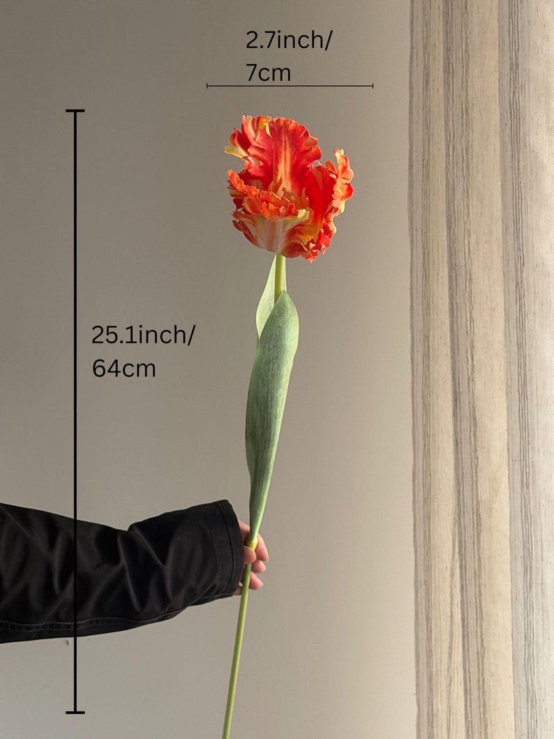 Fake parrot tulip flower,artificial tulips stems, Real touch tulip,fake flower arrangements,fake tulip for Mothers Day gift image 7