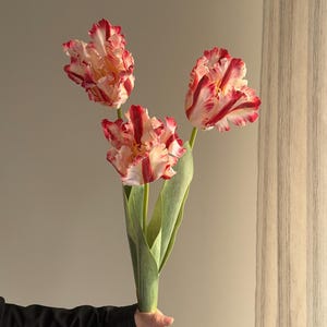 Fake parrot tulip flower,artificial tulips stems, Real touch tulip,fake flower arrangements,fake tulip for Mothers Day gift image 6