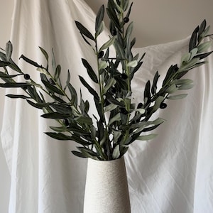 Artificial Olive Branch for Greenery Garland, Fake Olive stem with fruits, Faux Olive Leaf for House Warming, Wedding Holiday Season Decors