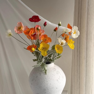 Faux Icelandic Poppies, Silk Poppies For DIY Florals Centerpieces, Fake poppy Floral Arrangement for Wedding, Artificial funeral Flower PF02