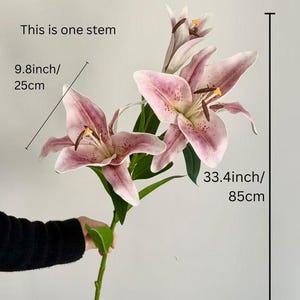 Real Touch Moisturizing Lily Artificial flower Silk Lily Bouquets , Wedding Centerpieces Arrangement, Fake Flower Lily Home Decoration LL01 image 11