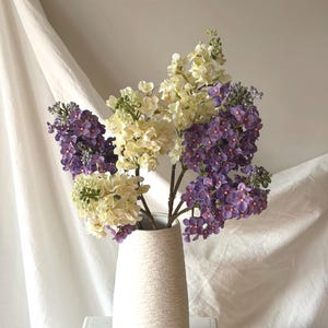 Echter Touch Fliederstamm, Faux-Flieder-Zweig, cremeweißer, künstlicher Blumenzweig, künstliche Blumenarrangements, lila Blume für DIY-Hochzeitsdeko