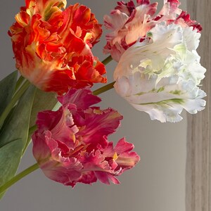 Fake parrot tulip flower,artificial tulips stems, Real touch tulip,fake flower arrangements,fake tulip for Mothers Day gift image 5
