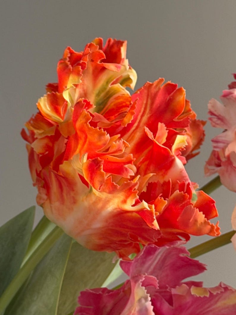 Fake parrot tulip flower,artificial tulips stems, Real touch tulip,fake flower arrangements,fake tulip for Mothers Day gift image 13