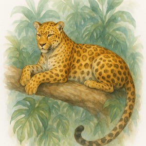 Leopard Watercolor Print | Jungle Big Cat Art | Digital Download | Bold Wildlife Wall Decor