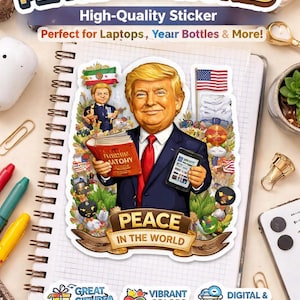Peace in the World Sticker | USA, Iran, Pakistan Flags | Trending Stickers ,Trump Art (Digital Download)