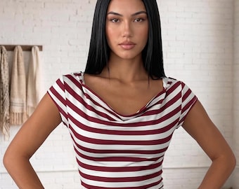 Cyber Y2K Off-Shoulder Hoodie Tee – Aesthetic Acubi Style Striped Top – Edgy Cold-Shoulder Hooded Blouse – Streetwear Grunge Crop Top –