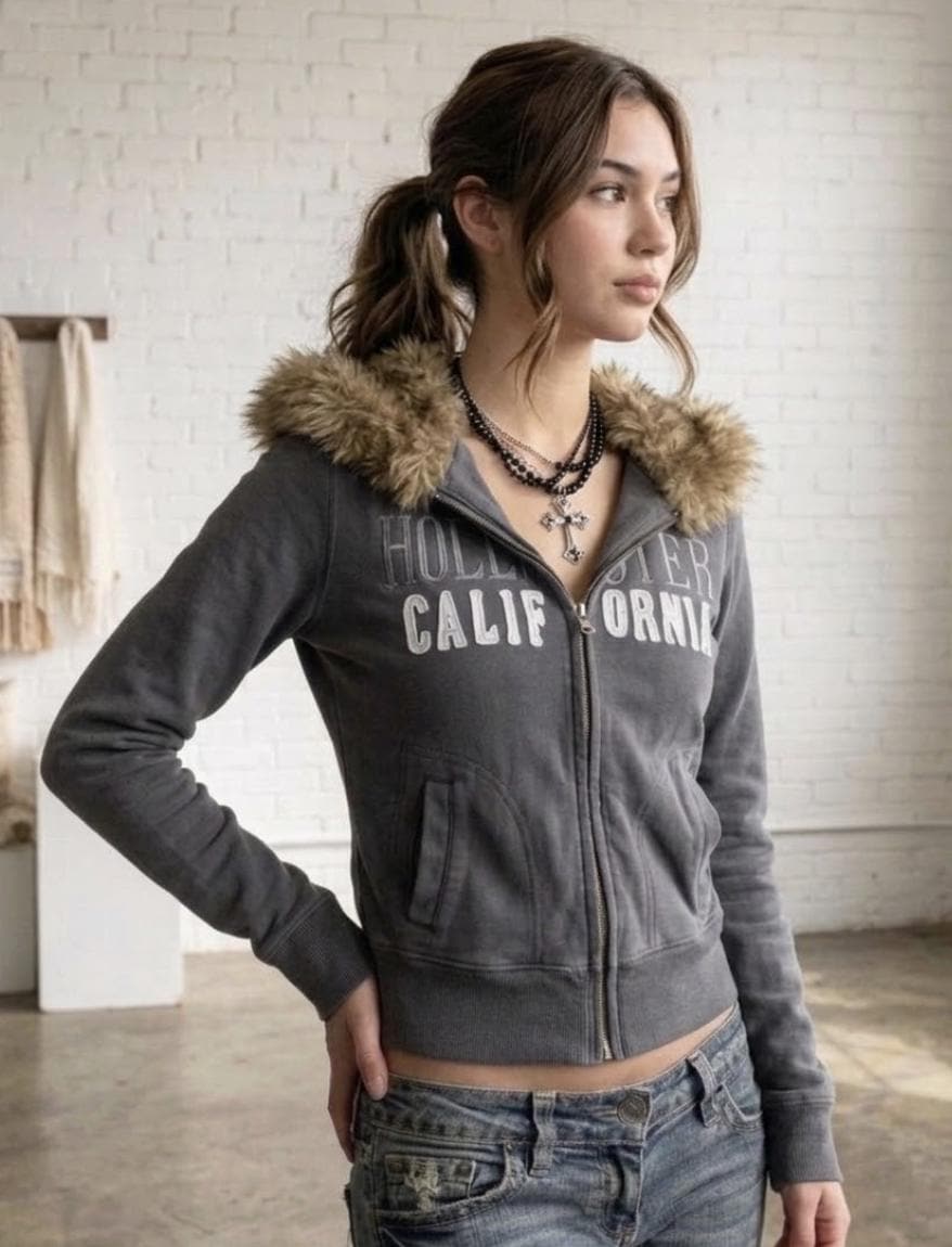 Faux Fur Zip Hoodie Hollister - Etsy