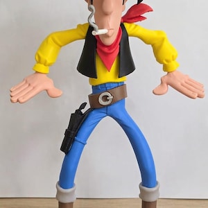 Lucky Luke-figur – 3D-utskriven cowboy | Westernseriefigur | Hylla- och skrivbordsdekor