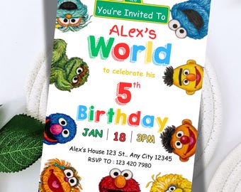Elmo Birthday Invitation Editable | Sesame Street Party Invite | Kids Birthday Template | Printable Elmo Invite Canva