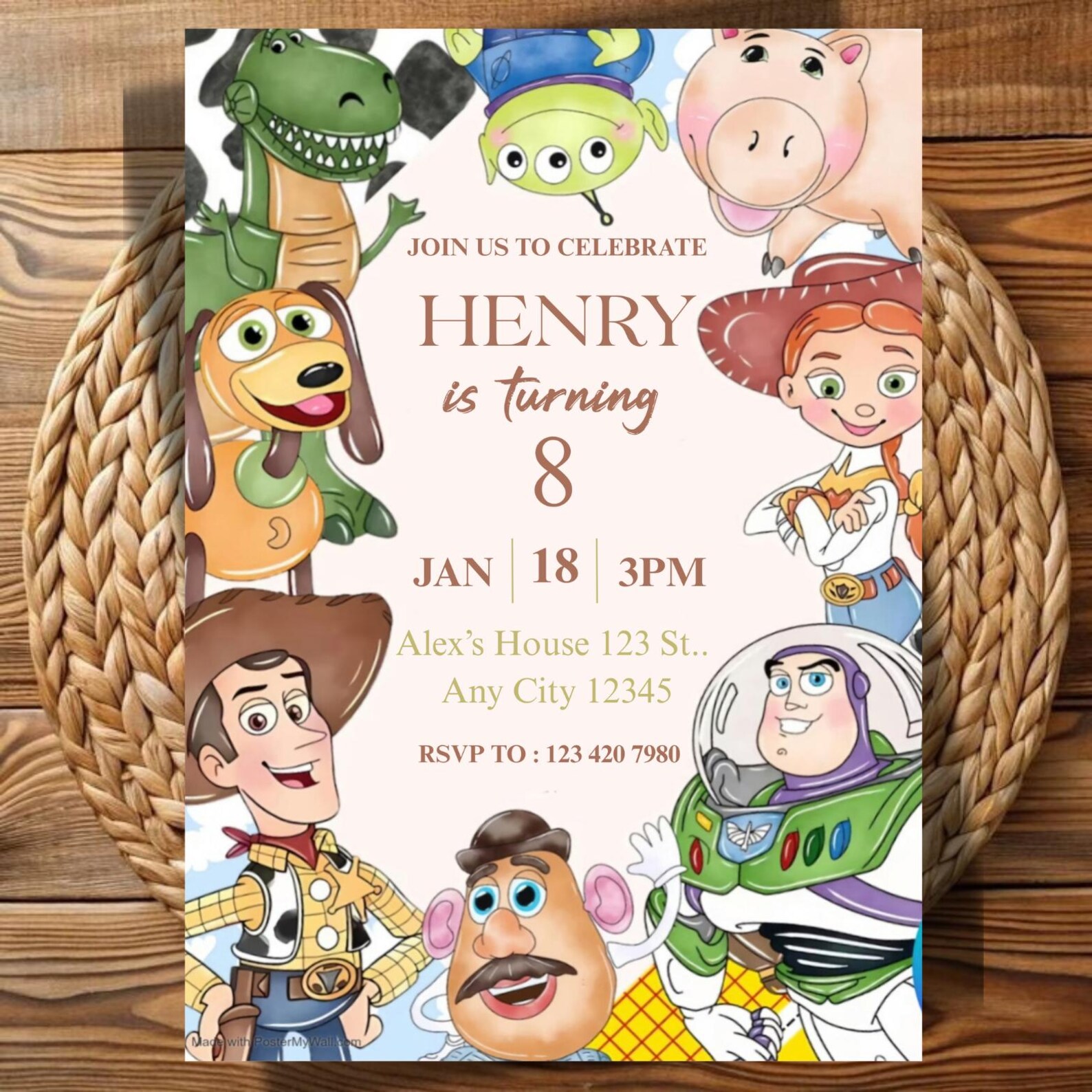 Toy Story Birthday Invitation Template | Editable Canva Invite | Kids ...