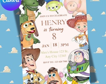 Toy Story Birthday Invitation Template | Editable Canva Invite | Kids Party Card | Woody Buzz Theme | Instant Download Digital Invite