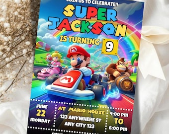 Super Mario Birthday Invitation | Editable Canva Template | Printable Invite (Digital Download)