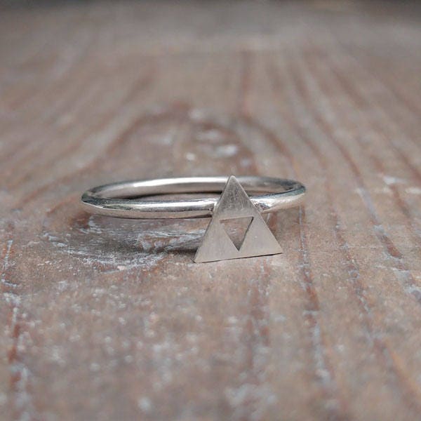 Sterling Silver Zelda Triforce Stacking Ring - Geek, Gamer, Nintendo