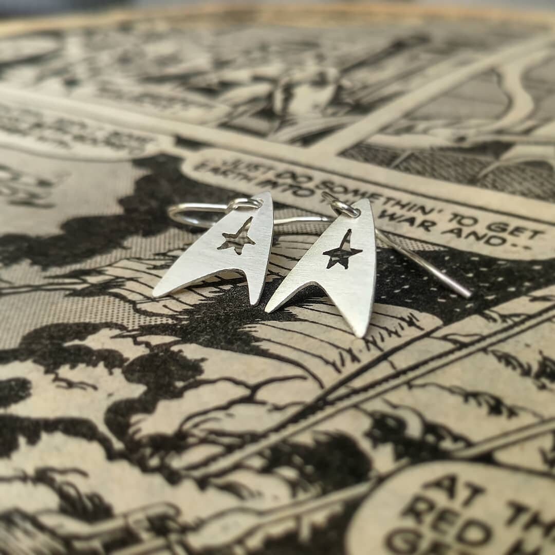 Sterling Silver Star Trek Inspired Drop Earrings