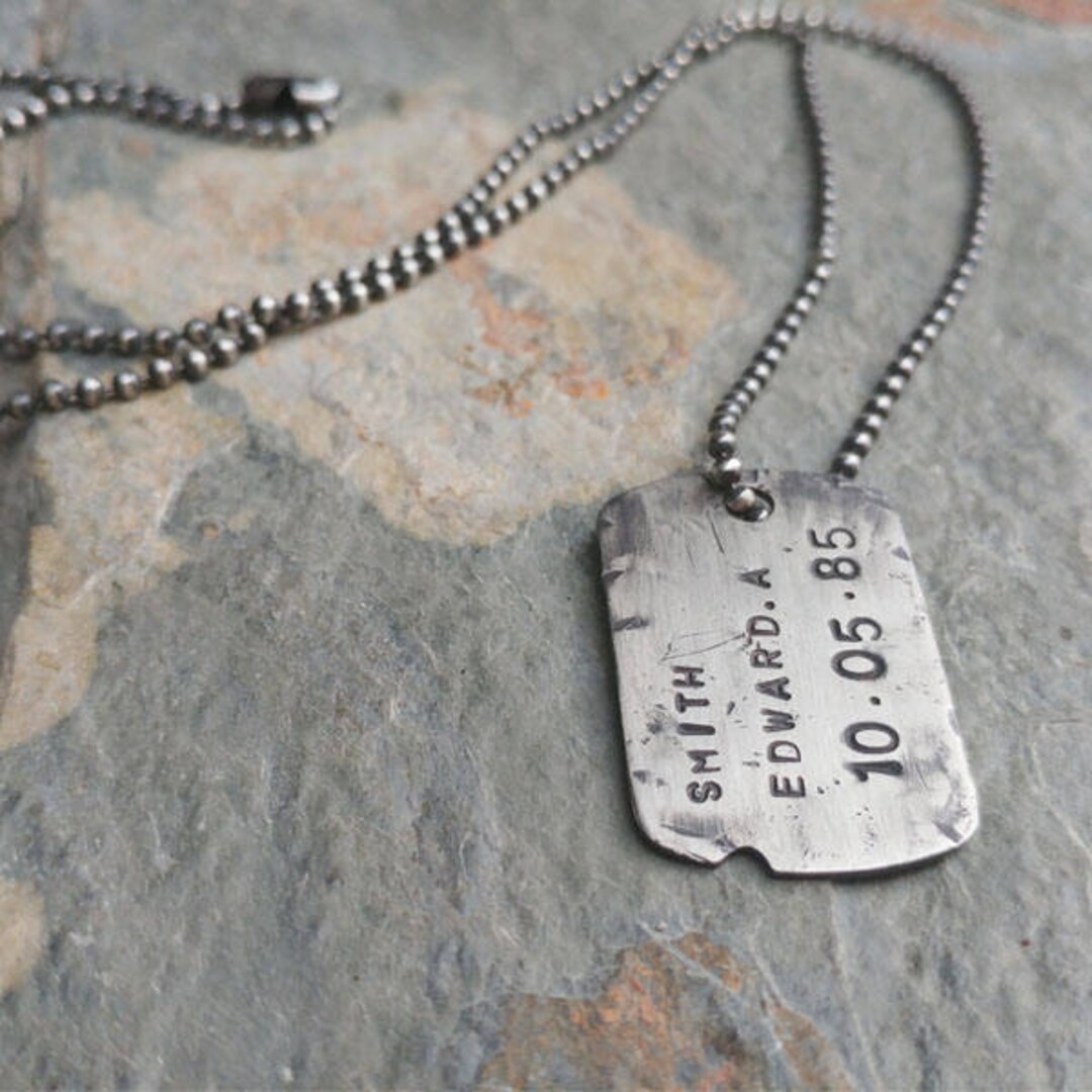 Dog tag sterling silver necklace online