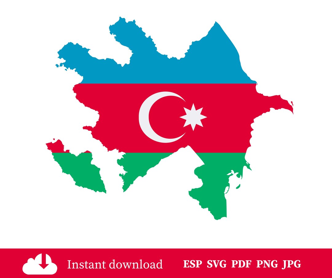 Azerbaijan Map Flag SVG - Map of Azerbaijan, Azerbaijani Flag ...
