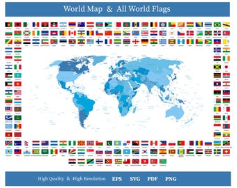 World Map Flags Clipart, Vector Files (eps, pdf, svg, png)