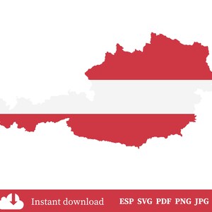Austria Map Flag, Map of Austria, Austrian National Flag, Austria Map SVG, Instant Digital Download Country Clipart- svg eps ai png jpg pdf
