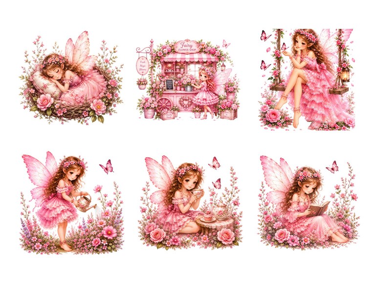 Pink Fairy Clipart Bundle | Fairy Princess PNG | Floral Fairy ...