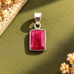 Natural Ruby Pendant, 925 Sterling Silver Jewelry, Ruby Gemstone, Red Ruby Jewelry, Silver Pendant, Statement Pendant, Gift For Her