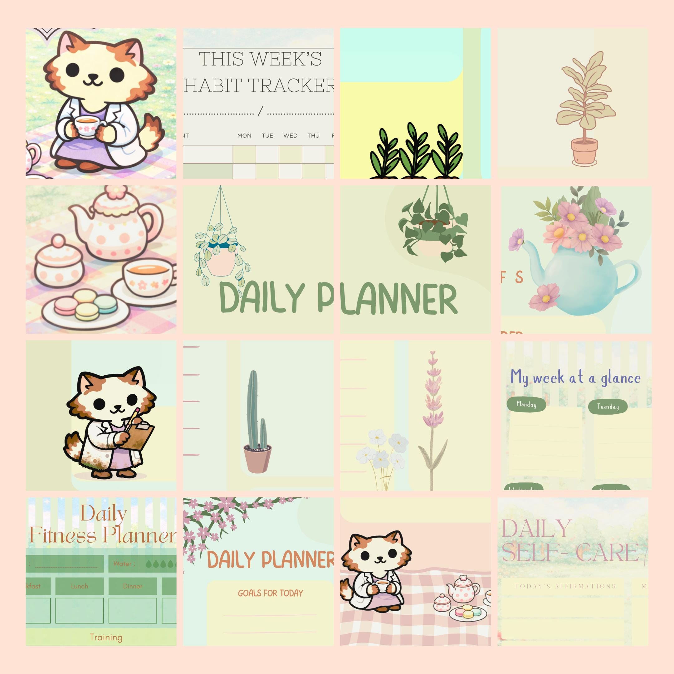 Cozy Weekly Planner Bundle Printable With Habit Tracker, Self Care ...