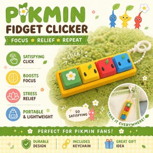 Pikmin Themed Keycap Clicker Fidget Keychain