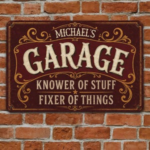 Placa de metal personalizada "Especialista em consertos", decoração de parede para garagem, presente para pai, marido, avô, mecânico, presente de aniversário.