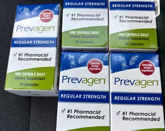 Lote de 5 cápsulas Prevagen de concentración regular, completamente nuevas y frescas.