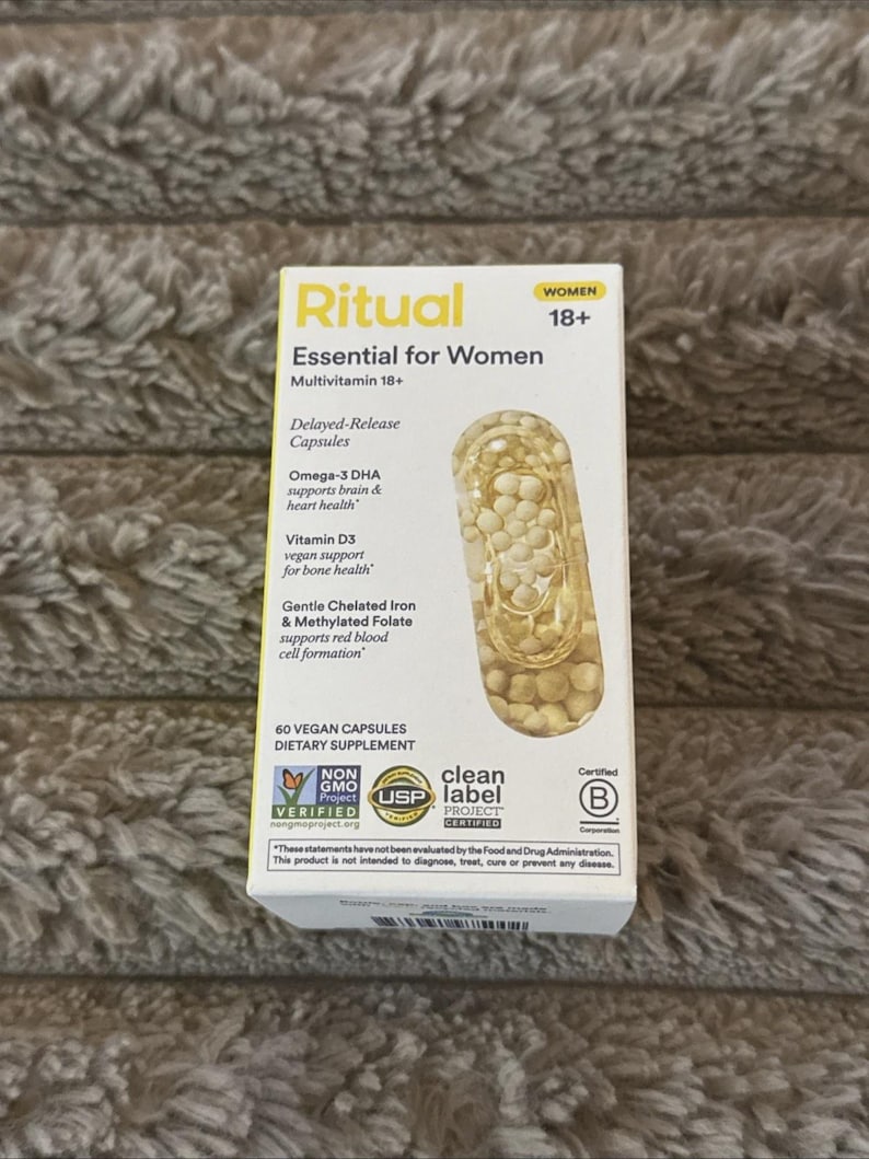 Multivitamínico Ritual para mujeres mayores de 18 años con Omega-3 DHA, 60 cápsulas veganas, 12/2026 imagen 1