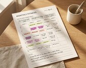 Monthly Fitness Planner with Weekly Workout Tracking