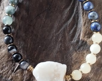 Luxury Personalized Spiritual Bracelet |Gold Calcite| Black Agate, Labradorite | Sodalite | Reiki Infused  Spiritually Activated