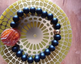 Black Onyx and Fire Agate Protection Beaded Bracelet