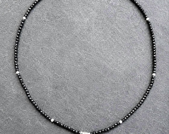 Byzantine Black Sapphire Necklace, Sterling Silver IC XC NIKA Pendant