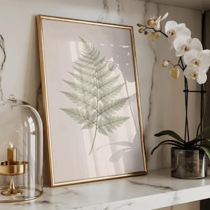Fern Leaf Printable Wall Art, Botanical Print Download, Neutral Minimalist Decor, Scandinavian Wall Art, Sage Green Botanical Poster