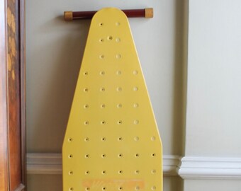 1950s Yellow Metal Adjus-To-Hite Ironing Table Montgomery Wards Flat and Strong Farm House Ironing Board