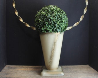 1950s Metal Floral Vase or Planter With Twisted Metal Handle  Makes a Hugh Statement