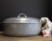 Vintage Large Griswold 7 Oval Roaster A 487 Roasting Pan With Lid and Roaster Trivet Retro Kitchen