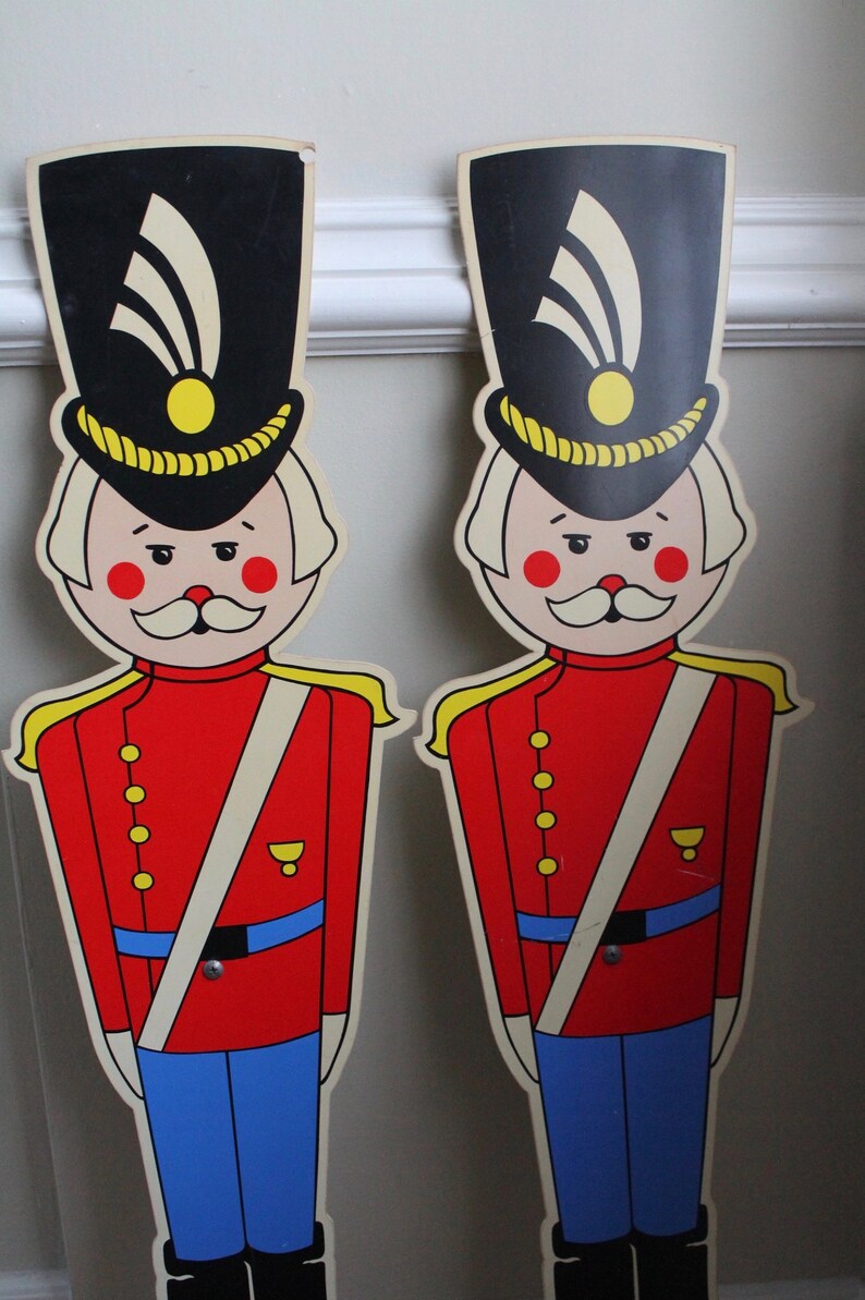 2 Vintage Plastic Toy Soldiers With Stakes Christmas Yard Etsy